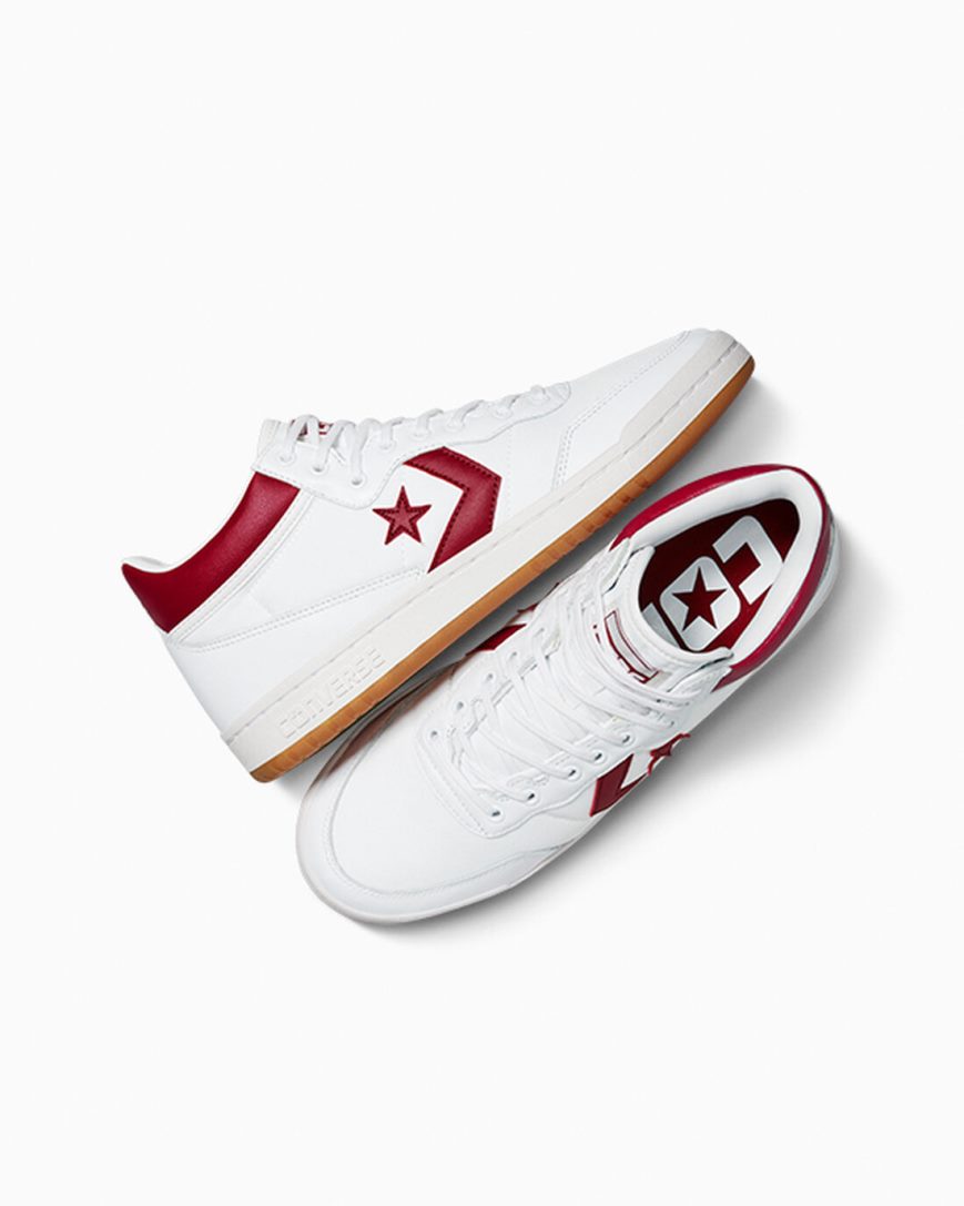 Tenis Skate Converse CONS Fastbreak Pro Couro Masculino Branco Vermelhas Branco | PT G07138T